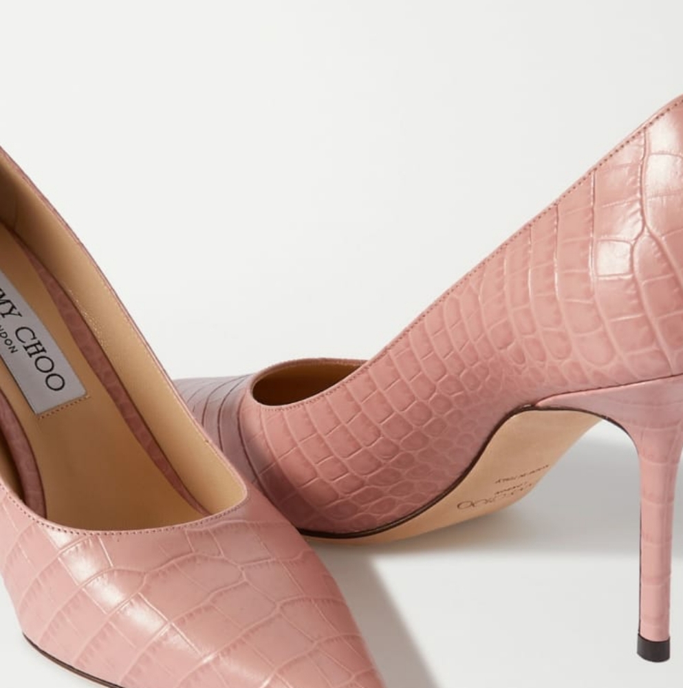 Jimmy Choo Blush Croc Embossed Leather Pumps